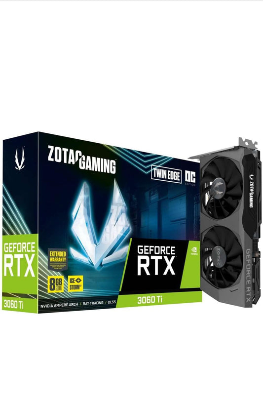 ZOTAC Gaming GeForce RTX 3060 Ti Twin Edge OC LHR GDDR6 8GB 256bit PCIe 4 Graphics Card with IceStorm 2.0 Cooling, 1695Mhz Boost Clock & 5 Years Warranty (3 Years Warranty + 2 Years Extended Warranty)